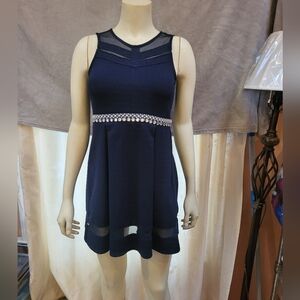 Elegant Navy Blue Sleeveless Dress Girls 14